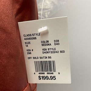 Oleg Cassini off shoulder formal dress in Sedona